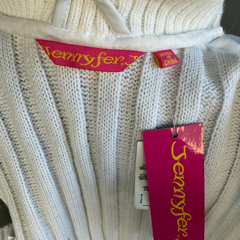 NEW Vintage Y2K Jennyfer J white rabbit fur sweater vest - zip up - NWT - size L - Picture 3 of 7